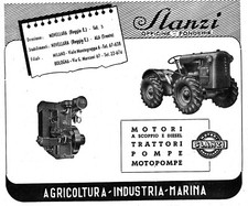 PUBBLICITA' 1951 TRATTORE SLANZI MOTORI POMPE NOVELLARA REGGIO EMILIA OFFICINE 
