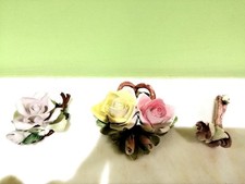 3 pezzi fiori Capodimonte ceramica vintage originale