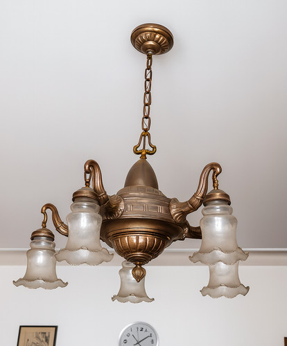 Lampadario ottone vetro - lampadario, e