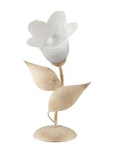 Lampada da comodino lumetto abat jour in ferro battuto avorio shabby chic 1 luce