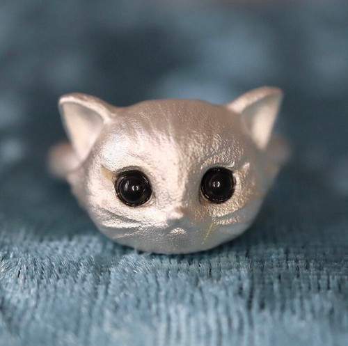 Anello gatto argento sterling
