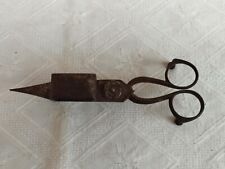 ANTICO XIX secolo ATTREZZO FORBICE SPEGNI-CANDELA STOPPINO IN FERRO A MOLLA