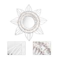  1 PZ Creativo Muro Appeso Specchio retrò Chic Rattan Specchio per Homestay