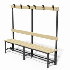 (12V)PANCA SPOGLIATOIO ACCIAIO CON SEDUTA-SCHIENALE-APPENDIABITI MT 2