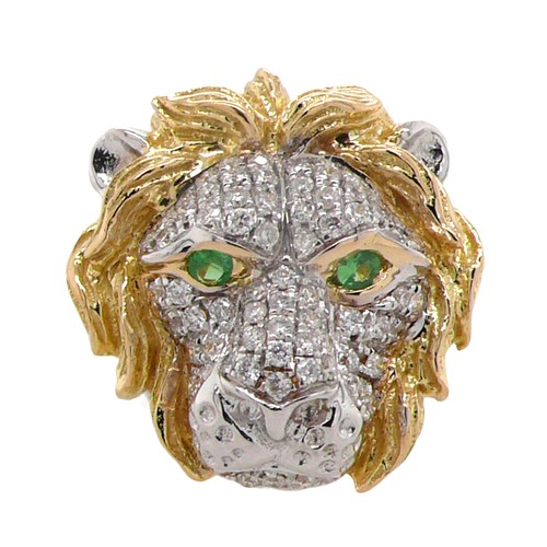 Spilla testa leone diamante - testa, di