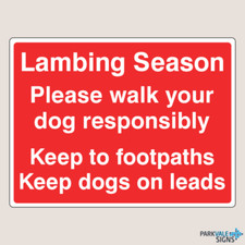 Stagione dell'agnello per favore insegna responsabile cane a spasso - sicurezza fattoria