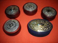 SET/LOTTO DI 5 SCATOLE/COFANETTI PORTAGIOIE IN LEGNO E ARGENTO - SCANABISSI