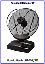 Antenna Tv Interna Amplificata da Interno Digitale Terrestre Banda UHF VHF FM