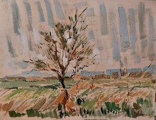 Vecchio dipinto olio di Maria Izzo 1921-2002.