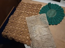 3VECCHI CENTRINI FATTI A MANO IL PIÙ GRANDE 48 X 29 CM 