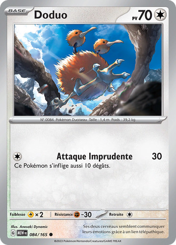 Carte pokémon doduo 084 165 - carte, 084/165