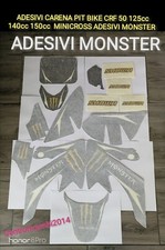 ADESIVI CARENA PIT BIKE CRF 50 125cc 140cc 150cc  MINICROSS ADESIVI MONSTER 
