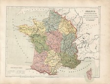 Carta geografica antica FRANCIA CARTA CLIMOTOLOGICA 1867 Antique map