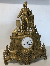 ANTICO OROLOGIO TAVOLO BRONZO DORATO PARIGINA WATCH PITTORE 1800 PENDOLO EPOCA