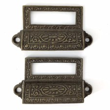 Pattumiera Cassettiera Tiranti Stile Vittoriano Farmacia Ornata Metallo Fuso Finestra Set di 2