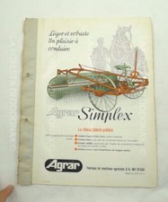 BROCHURE MACCHINA AGRICOLA VINTAGE AGRAR SINPLEX RATEAU LATERAL 1947 VECCHIA