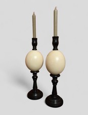 Coppia Di Candelieri Realizzati Con Uova Di Struzzo