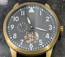 Orologio da campo militare automatico gabbiano, ottone massiccio, 2 cinturini