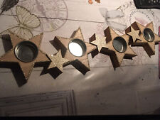 Porta Candela Tea Light Lumini  Stelle legno