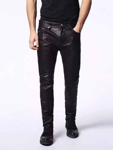 Uomo nero pelle pantalone - uomo,
