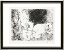 Pablo Picasso, acquaforte originale ad ago freddo, numerata, firmata, incorniciata