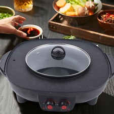 Barbecue Elettrico con Hot Pot 2 in1 Hot Pot BBQ Grill e Shabu Shabu Pentola 2100W 220V