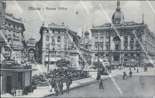 cd303 cartolina  milano citta' piazza elitica tram chiosco 1912 lombardia