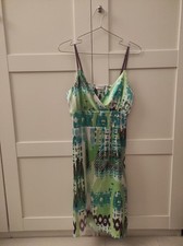 Vestito Cocktail Fantasia Verde Viola Celeste Motivi M/L