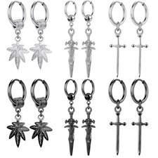 3 Paia Orecchini Punk Acciaio