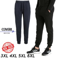 Pantaloni Tuta Uomo con Polsini Cotone Garzato Taglie Forti Nero 3xl 4xl 5xl 6xl