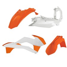 KIT PLASTICHE CARENATURE ACERBIS ARANCIONI BIANCHE KTM EXC 125 250 EXCF 500 2014