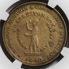 1846 Charleston, SC - W.W. Wilbur gettone asta (Miller SC-9), NGC AU-Dettagli