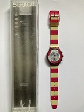 1991 Swiss Swatch SCR100 Navy Berry Chrono No Prade