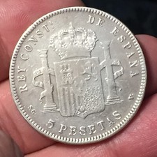 5 PESETAS  SPAGNA 1898  ALFONSO XIII - ARGENTO '900 %