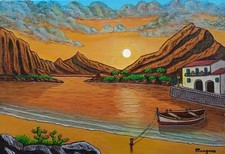 Casolare Siciliano.Dipinto Acrilico Paesaggio