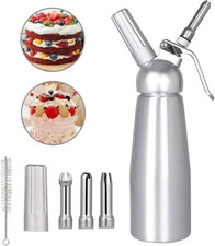 Sifone Panna Montata, 500Ml Sifone Da Casa E Cucina Alluminio Con 3 Ugelli in Ac