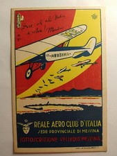 SCHFANI cartolina SOTTOSCRIZIONE VELIVOLO MESSINA 1927 Reale aereo club Italia