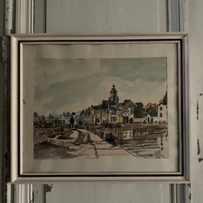 Aquarelle sur papier marine Le