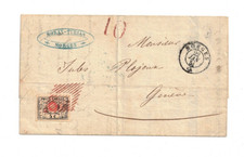SVIZZERA 1854 CANTONALE 5C CORNO POSTALE - 10 - LETTERA DA MORGES A GINEVRA 1854