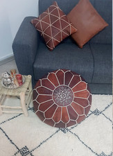 Pouf marocchino Hassock Pooff pelle vera poggiapiedi ottomano pouf grande NUOVO 