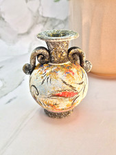 Miniature Minoan Style Vase – Hand Painted Dolphin & Floral Motifs 10cm