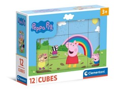 Clementoni- Peppa Pig Pig-12 Pezzi Bambini 3 Anni, Cartoni Animati, Puzzle Cubi,