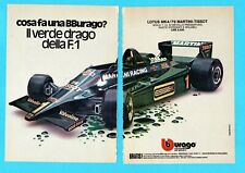 TOP979-PUBBLICITA'/ADVERTISING-1979- BURAGO LOTUS MK4/79 MARTINI-TISSOT-2 fogli