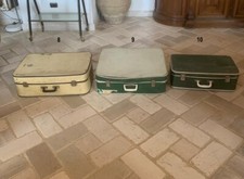 vecchia valigia in cartone damasco e fibra vintage modernariato suitcase trunk