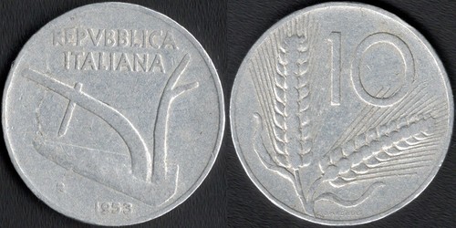 Italia lire 1953 - italia, 10