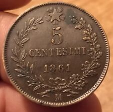 Moneta 5 Centesimi 1861 Milano, Vittorio Emanuele II, Rif. 5364