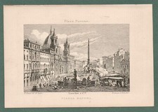 Antica Incisione Roma Piazza