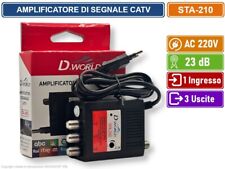 AMPLIFICATORE DI SEGNALE TV GUADAGNO 20dB 1 INGR. 3 USCITE BANDA DA 47 A 862MHZ