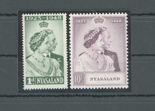 Protettorato del Nyasaland 1948 - Stanley Gibbons n. 161/62 - Matrimonio reale in argento 