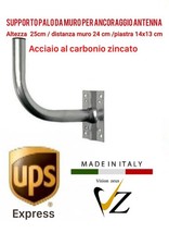 Supporto per Antenna Staffa Palo Muro Satellitare Parabola SAT 25 CM Fissaggio